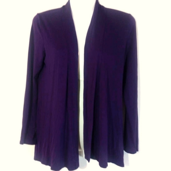 Always Indigo Women Sz S Purple Cardigan Jersey Knit Drape Work Office Business - Picture 2 of 7